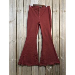 Lucky & Blessed Women's Size 16 Rust Flare Pants 32" Inseam Boho Western Raw Hem